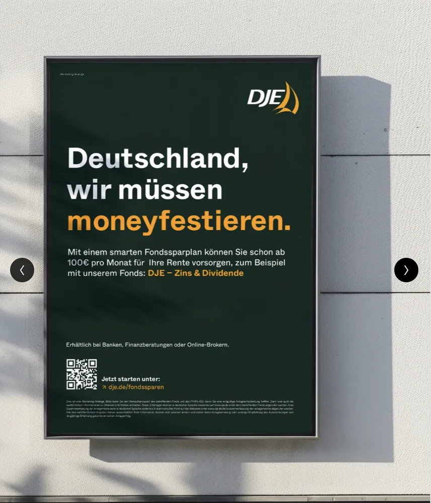 Deutschland, wir müssen moneyfestieren. – DJE Kampagne